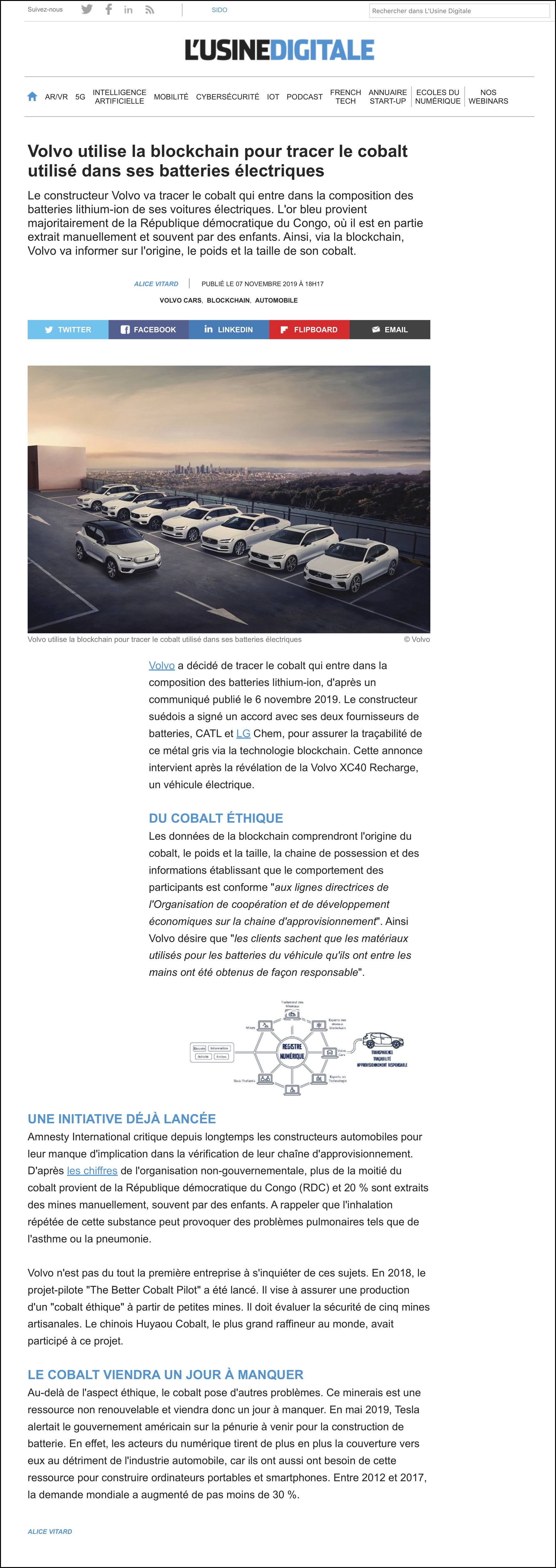 Volvo utilise la blockchain pour tracer le cobalt utilisé dans ses batteries électriques.jpg